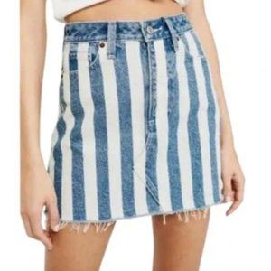 Abercrombie & Fitch Striped Denim Raw Hem Mini Skirt Size 28/6